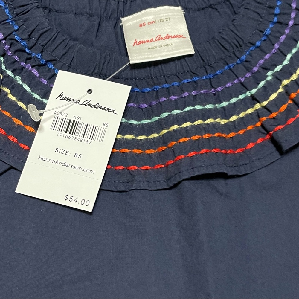 NWT Hanna Andersson Rainbow ruffled collared dress and bloomers - Picture 3 of 7